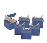Cocoarm 50 Pièces Boîte à Bonbons de Mariage Carrée Boîte à Chocolat en Carton avec Ruban doré Pliable Style Européen pour les Mariages Anniversaires Fêtes Bijoux de Bonbons (trompette bleu ciel