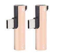 Cocoarm Adaptateur 2 en 1 de Type C, Adaptateur de Chargeur USB C en Alliage D'aluminium vers Prise Casque 3,5 Mm avec Port de Charge pour Moto Z LeEco Z17 (Gold)