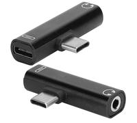 Cocoarm Adaptateur 2 en 1 de Type C en Alliage d'aluminium, Adaptateur de Type C, Prise Casque 3,5 Mm et Port de Charge pour la Musique et Le Chargement sur Téléphones USB, Tablettes, PC (Black)