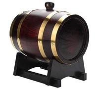Cocoarm Barreau de Chêne 1,5 L Barreau de Whisky en Bois Vintage Baril de Vieillissement en Chêne pour Stocker du Whisky Bière Vin Bourbone Tequila Rhum avec Support en Bois pour Décoration de Bar à