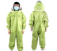 Cocoarm Bee Suit Air Cotton Combinaison d'apiculture une Pièce XL avec Voile Amovible, Poignets élastiques et Taille, Plusieurs Poches pour les Apiculteurs, Inspection des Ruches, Travaux de Cour