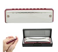 Cocoarm Bendeis HARP 10 Trou Blues Harmonica Professionnel Orgue à Bouche en Acier Inoxydable Résine ABS Instrument à Vent pour Performance sur Scène avec Design Ergonomique (rouge)