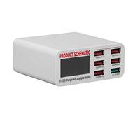 Cocoarm Bloc de Chargeur USB 6 Ports, Affichage Numérique PC ABS, Tête de Chargeur Intelligent USB AC 110 à 240 V, état de Charge en Temps Réel, Chargement Multi-appareils pour la Maison, Le Bureau,