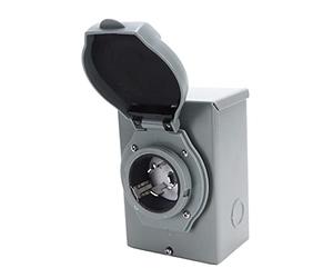 Cocoarm Boîte d'entrée de Puissance de Générateur 50A Boîte d'entrée de Puissance en Alliage 'Aluminium 12500W 125 250V NEMA 3R avec Couvercle à Ressort de Lumière Verte Grand Espace de Câblage