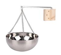 Cocoarm Bol de Sauna en Acier Inoxydable de 20 Cm, Support d'huile Essentielle avec Bras Pivotant en Bois, Tige de 24 Cm pour Accessoires de Salle de Sauna, Utilisation Traditionnelle et Infrarouge.