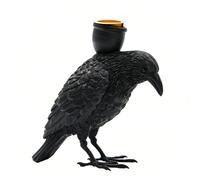 Cocoarm Bougeoir Corbeau sculpté à la Main, Statue de Corbeau Synthétique avec Tasse Doublée d'or, 4,6 X 2,7 X 6,1 Pouces, Décor Gothique de Table pour étagère de Salon, Cheminée (Gothique)