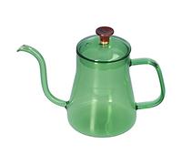 Cocoarm Bouilloire à Bec Long Cafetière en Verre à Haute Teneur en Borosilicate 350 Ml Col de Cygne Verser sur la Bouilloire avec Poignée en Bois Résistant à la Chaleur 14 à 302 Fahrenheit pour Home