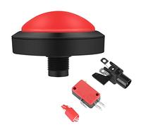 Cocoarm Bouton poussoir lumineux 100mm convexe LED 12V | Microswitch inclus pour borne de jeu, interrupteur 3 broches, éclairage rouge vif