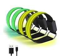 Cocoarm Bracelet LED, USB Band de Réflexion Rechargeable Bande de sécurité Réglable des Brassards avec 3 Modes à L'épreuve des éclaboussures pour le Jogging à Cyclisme en Plein Air (Vert + Jaune)