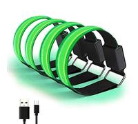Cocoarm Bracelet LED, USB Band de Réflexion Rechargeable Bande de sécurité Réglable des Brassards avec 3 Modes à L'épreuve des éclaboussures pour le Jogging à Cyclisme en Plein Air (GREEN)