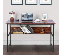 Cocoarm Bureau d'ordinateur, Panneaux de Particules et Bureau en Acier, 120 X 50 X 76 Cm, d'ordinateur avec Bibliothèque Ouverte, Pieds Réglables, Grande de Travail pour à Domicile, Chambre à