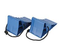 Cocoarm Cale de Roue PP Bloc d'arrêt de Pneu 2 Pièces 10,5 X 9,5 X 20 Cm Conception Rainurée Antidérapante avec Poignée et Corde pour Remorque de Voiture Caravane Moto Parking