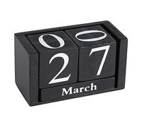 Cocoarm Calendrier en Bloc, Calendrier Perpétuel Vintage en Bois avec Cubes en Bois Rustiques pour l'affichage de la Date du Mois à la Maison et au Bureau (Black)