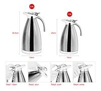 Cocoarm Carafe Thermique, Pichet Isolée Sous Vide en Acier Inoxydable, Opération à une Main, 1,5 L 2 L pour le thé au café à 'eau Chaude et Froide (2L)