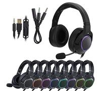 Cocoarm Casque de Jeu Filaire RGB, avec Microphone, Pilotes 50mm, Oreillettes en Mousse à Mémoire de Forme, Prise 3.5mm, pour, PC, Ordinateur Portable, Switch, Joueurs (RVB Noir (ZXK90112))