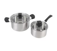 Cocoarm Casserole en Acier Inoxydable, Poignée Rivetée, Intérieur | Ensemble de marmites, couvercle en verre aéré pour un mijotage contrôlé, de petits lots et la préparation de soupes
