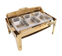 Cocoarm Chafing Dish Chauffe-plats Rectangulaire en Acier Inoxydable 9L avec Couvercle en Verre, Chauffage à l'alcool Poli Miroir pour Buffet, Restauration, Hôtel, Brunch, Fête (Plaqué or)