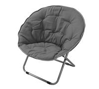 Cocoarm Chaise Pliante Ronde en Alliage d'acier Chaise de Lune Rembourrée Surdimensionnée 76 X 52 Cm Siège Stable Portable Pliable pour Camping Plage Pique-Nique Randonnée Festivals Adultes