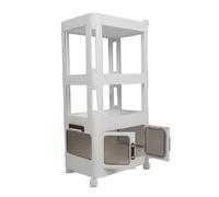 Cocoarm Chariot de Rangement Roulant Chariot Utilitaire Pliant en PP avec Roues Silencieuses à 360 Degrés Panneaux de Porte Transparents de Grande capacité pour Cuisine, Salon, Organisation de la
