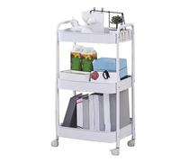 Cocoarm Chariot Roulant Utilitaire à 3 Niveaux, Chariot de Rangement en Acier au Carbone avec roulettes, Rangement Mobile à 3 Niveaux pour Cuisine, Salle de Bain, Salon, Chambre à Coucher, Usage (
