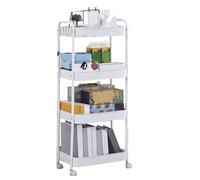 Cocoarm Chariot Roulant Utilitaire à 3 Niveaux, Chariot de Rangement en Acier au Carbone avec roulettes, Rangement Mobile à 3 Niveaux pour Cuisine, Salle de Bain, Salon, Chambre à Coucher, Usage (4