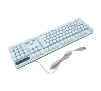 Cocoarm Clavier de Jeu ABS, USB Round 104 Keycaps Clavanes Ergonomic Fodables Feet Multimedia Keys Clavier Filaire pour Ordinateur Portable de Bureau, D'ordinateur pour Le (Blue)