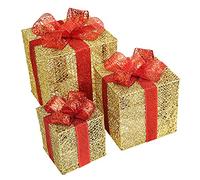 Cocoarm Coffret de Noël en Fer, Lot de 3 Décorations de Noël, Coffrets Cadeaux en Métal argenté Robuste et Creux, 15 Cm, 20 Cm et 25 Cm, pour Magasins, Bureaux, Hôtels (15 20 25)