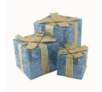 Cocoarm Coffret de Noël en Fer, Lot de 3 Décorations de Noël, Coffrets Cadeaux en Métal argenté Robuste et Creux, 15 Cm, 20 Cm et 25 Cm, pour Magasins, Bureaux, Hôtels (15 20 25)