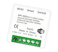 Cocoarm Commutateur Intelligent 16 A pour Maison Intelligente, Mini Commutateur Intelligent PC V0 Wifi avec TéléCommande APP, Commande Vocale, Minuterie, Contrôle Bidirectionnel pour Lumières et