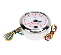 Cocoarm Compteur de Vitesse GPS étanche en Acier Inoxydable, 85mm, 0-125MPH, pour Moto, Bateau, ATV (cadran blanc lunette argentée)