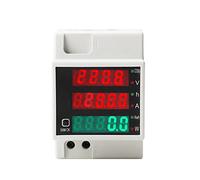Cocoarm Compteur d'énergie Numérique ABS DIN Rail Power Meter AC 80 à 300 V 100 A avec Affichage LED pour Pistes de Tension, Courant, Puissance KWh pour la Maison, l'atelier, l'école, le