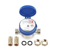 Cocoarm Compteur Eau Cuivre Débit 1.5 M3/H, Bleu | Affichage Chiffres Lisibles, Cadran avec rotation flexible pour consultation aisée, Compteur pour Maison Jardin, Bleu