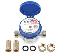 Cocoarm Compteur Eau Froide Compteur Eau Connecté Compteur d'eau Robinet Eau Froide 1.5m3/h 0-40 °C Compteur d'eau Mécanique 15mm 1/2 inch Débitmètre d'eau en Cuivre