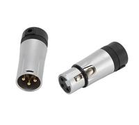 Cocoarm Connecteur XLR 3 Broches Compact à Souder, argenté, coudé Réglable | Jeu de prises mâles et femelles plaquées or, câble fin de 3 à 5mm Compatible, réparation de cordon de Microphone à monter