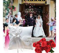 Cocoarm Coussin pour Alliances, Motif Floral Exquis, Atmosphère Romantique avec Tissu Doux et Coutures Serrées pour des Mariages Inoubliables, Utilisation Polyvalente pour l'intérieur et (GREY)