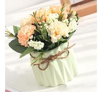 Cocoarm Décor de Fleurs Artificielles, Bouquet d'hortensia en Soie dans Un Vase en Céramique de 14,5 Cm, Fausse Fleur en Pot pour Table à Manger, Chambre à Coucher, Salon, Bureau, Pièce Maîtresse