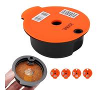 Cocoarm Dosette de café Réutilisable, Capsule Filtrante Rechargeable en PP avec 4 Couvercles Orange, Brosse et Cuillère pour Cafetières