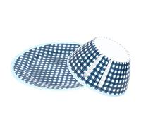 Cocoarm Ensemble d'assiettes et de Bols en Imitation Porcelaine, Vaisselle à Grille Bleu foncé, Plat de 22,5 Cm, Bol de 14,6 Cm, Lisse, Facile à Nettoyer, pour la Cuisine, Salade de Fruits, Dessert