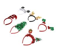 Cocoarm Ensemble de Bandeaux de Noël, Couvre-chef de Fête de Vacances en Tissu et en Plastique, 6 Pièces avec Motifs de Flocons de Neige, Arbre de Noël, Renne, Ajustement Flexible et Léger pour