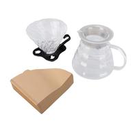 Cocoarm Ensemble de Cafetière à Filtre Manuelle 600 Ml, Carafe à café Premium en Verre borosilicaté avec Bec Verseur et Filtres en Papier, pour une Utilisation à la Maison et au Bureau