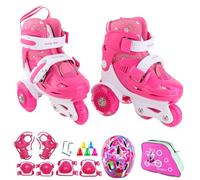 Cocoarm Ensemble de Patins à roulettes, Chaussures de Patinage Réglables pour Enfants, équipement de sécurité de Patinage Flash avec Genouillères et Coudières pour Débutants (#5)