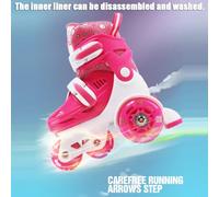 Cocoarm Ensemble de Patins à roulettes, Chaussures de Patinage Réglables pour Enfants, équipement de sécurité de Patinage Flash avec Genouillères et Coudières pour Débutants (#12)