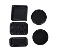 Cocoarm Ensemble de Ustensiles de Cuisson en Acier au Carbone avec Revêtement Antiadhésif, 5 Pièces, Passe au Four jusqu'à 572 °F avec Plateau à Pizza, Moule à Gâteau, Moule à Muffins pour la (BLACK)