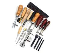 Cocoarm Ensemble d'outils de Couture du Cuir, Poinçon et Rainureuse pour l'artisanat du Métal, Kit de 19 Pièces pour Débutants et Professionnels