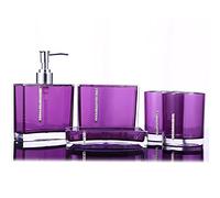 Cocoarm Ensemble Salle de Bain 5 Pièces Résine Violet, 5 Pièces