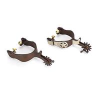 Cocoarm Éperons à Cheval en Acier Inoxydable Noir, Charme de Style Occidental avec Cloches, Engrenages Rotatifs Fonctionnels, Conception de Cou de Protection pour Les Activités équestres, Adaptée à