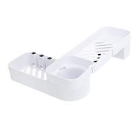 Cocoarm Étagère de Douche, étagère d'angle de Salle de Bain en ABS, Fixation Murale, Support de Rangement Rotatif sans Perçage, 22,8 Pouces avec 4 Crochets Pliables, Conception de Drain Creux pour