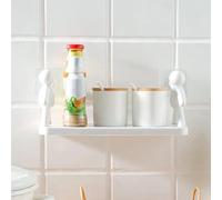 Cocoarm Étagère Murale Support de Rangement en Plastique de Grande capacité Installation sans Trou Support Mural Porteur Stable pour Cuisine Salle de Bain Toilettes Articles de Toilette (White)