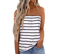 Cocoarm Femmes été Sexy Bustier Tubulaire épaules Dénudées Hauts sans Manches sans Bretelles Bandeau Boob Blouse Chemise Gilet de Plage Haut Bandeau Tube Chemise(XL-Blanc)