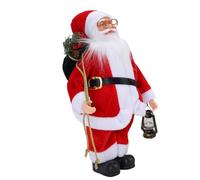 Cocoarm Figurine de Poupée de Père Noël Festive, Décoration de Figurine de Père Noël Debout en Caoutchouc avec Tenue Rouge et Blanche et Sac Vert, Barbe Détaillée pour la Maison, le Bureau, la Fête de